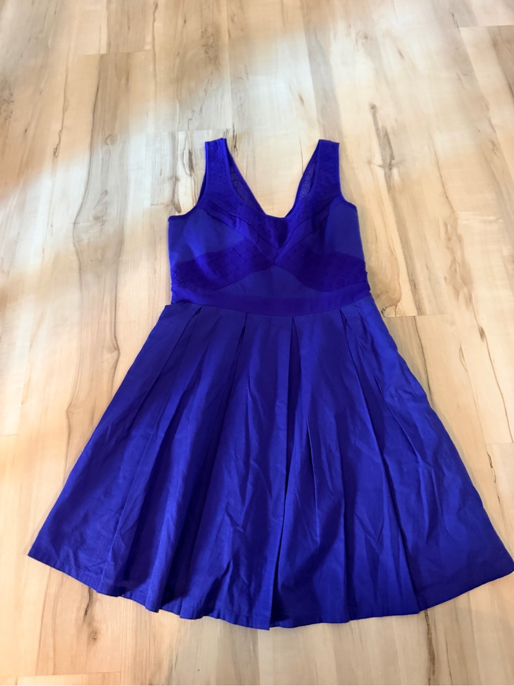 American Eagle Outfitters Sleeveless Cobalt Blue Fit-and-Flare Dress